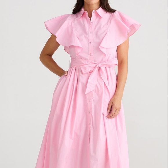Pink Ruffle Sleeve Dress - Picture 1 of 6
